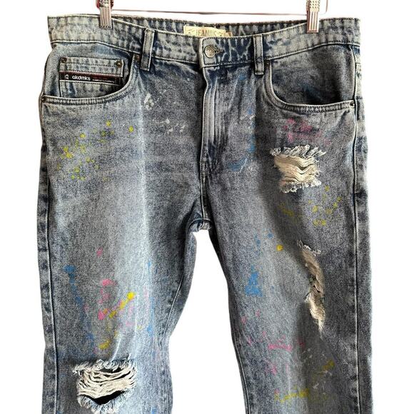 Mens Jeans Size 36x30 Runs Small Distressed Artist Indie Casual Retro Vibes - Picture 2 of 8
